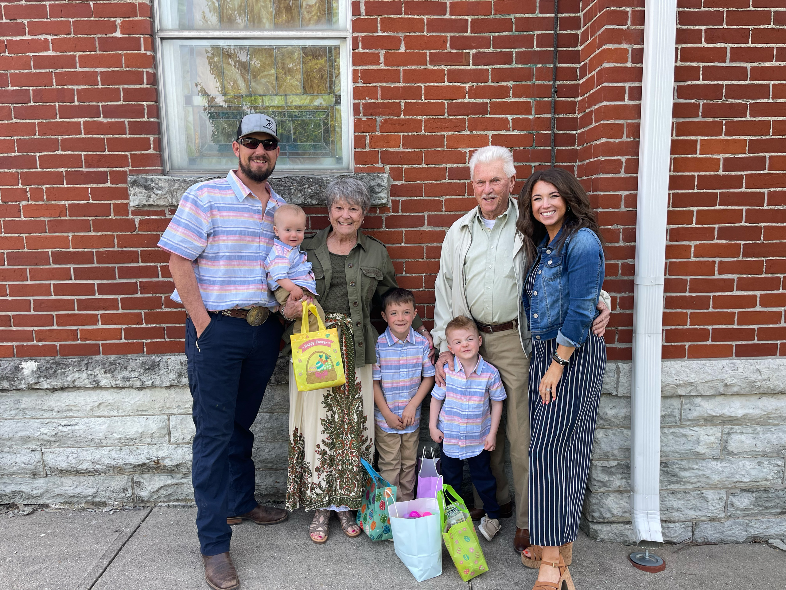 Multi-generational family portrait outside of church
