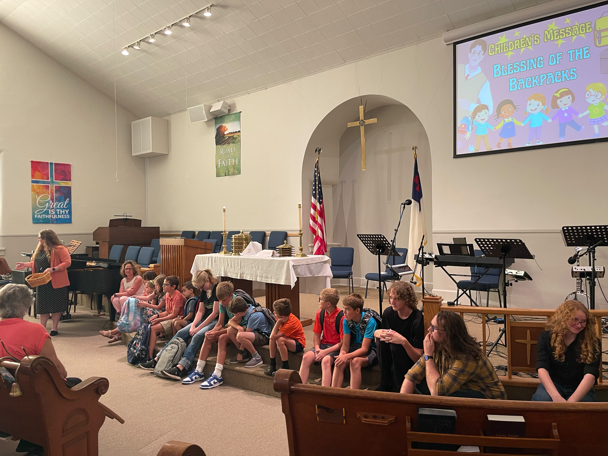 Youth group faces congregation at Farmersville United Methodist Church