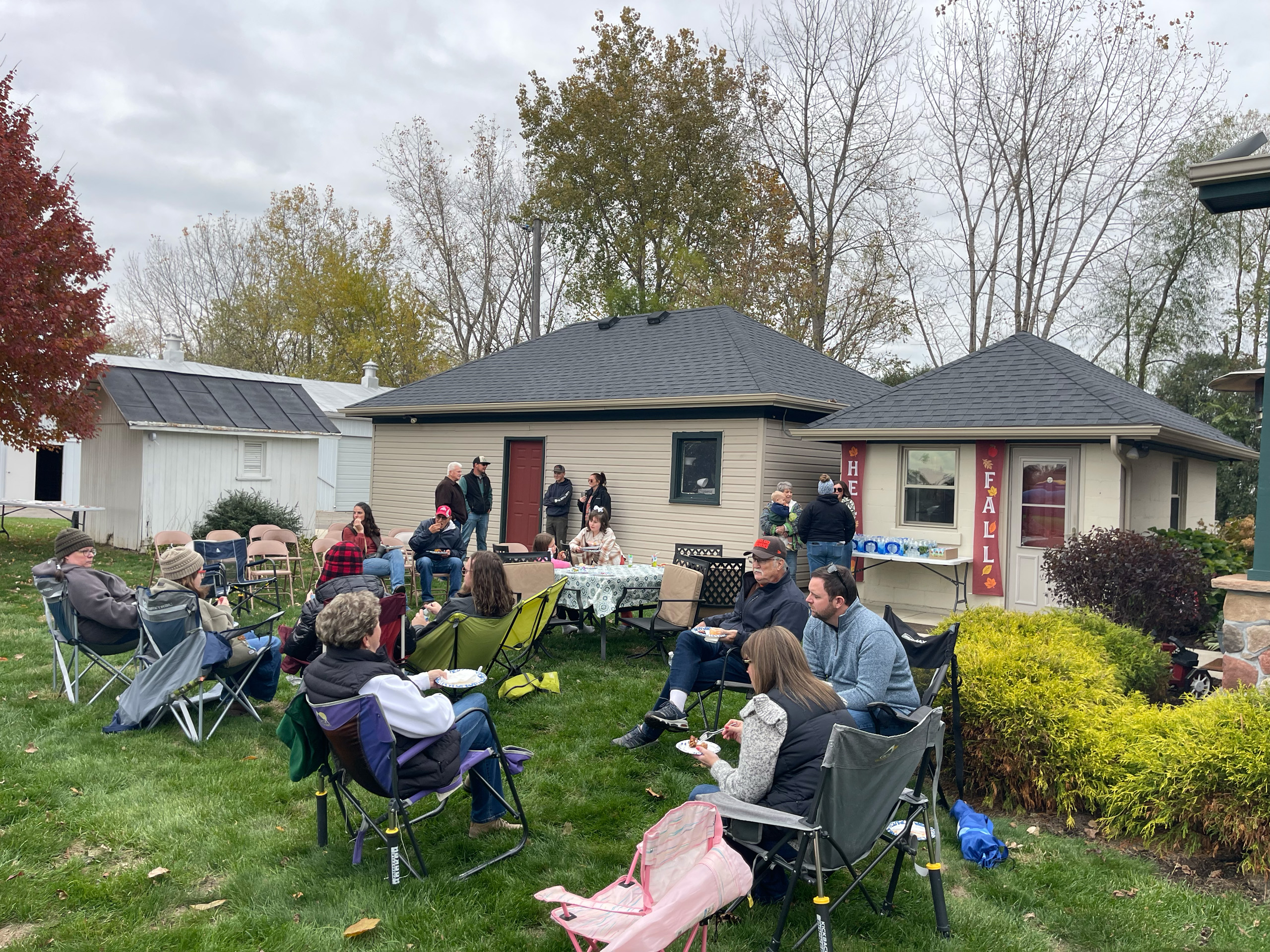 Group of people at a backyard gathering
