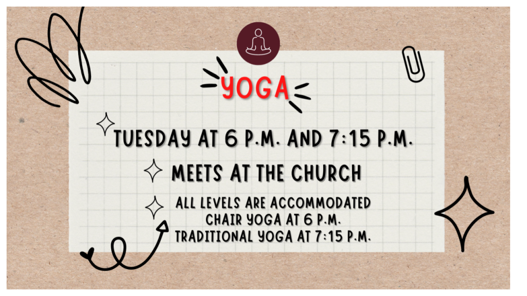 Graphic for yoga event at the church